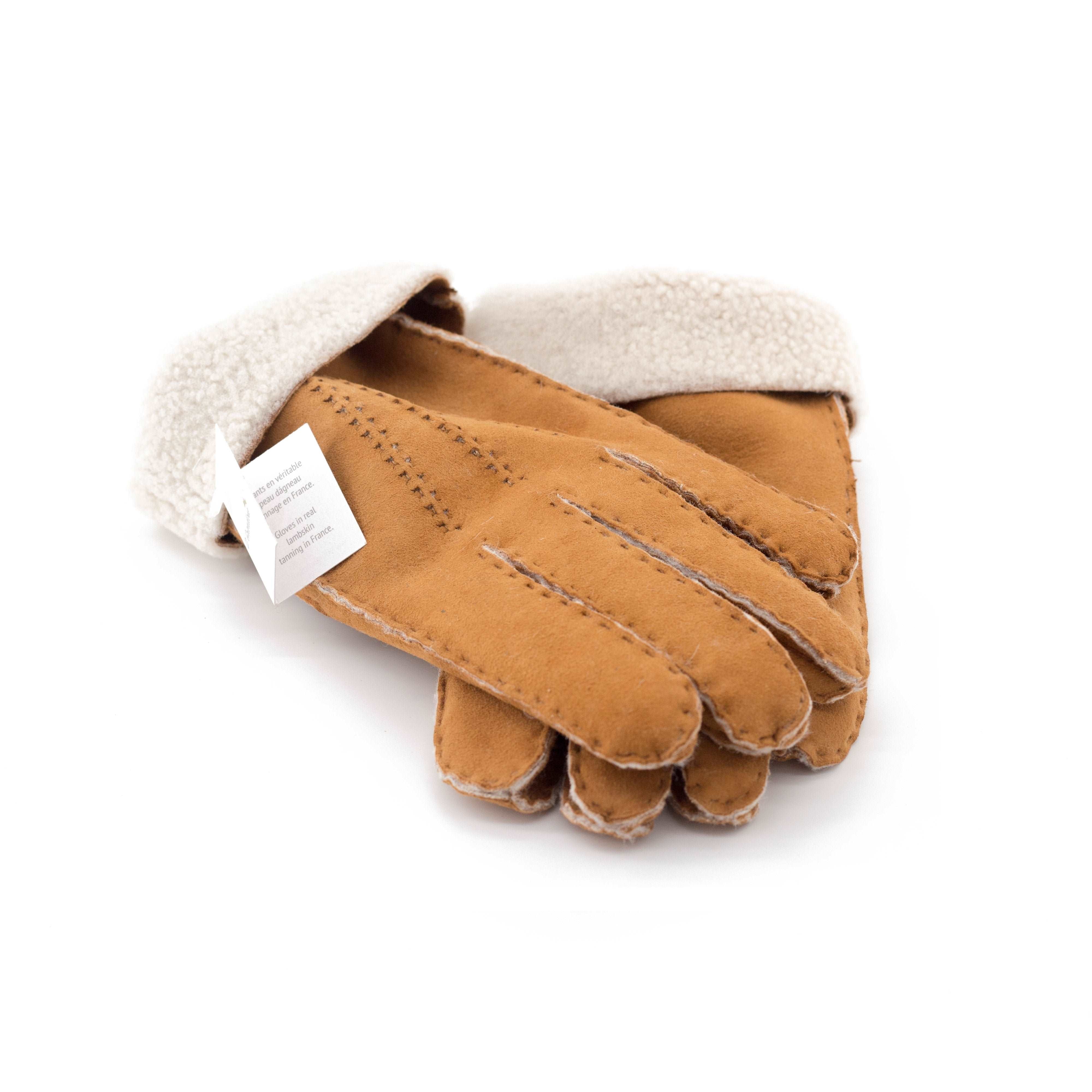 Gants en peau de mouton camel - Dgrandiose