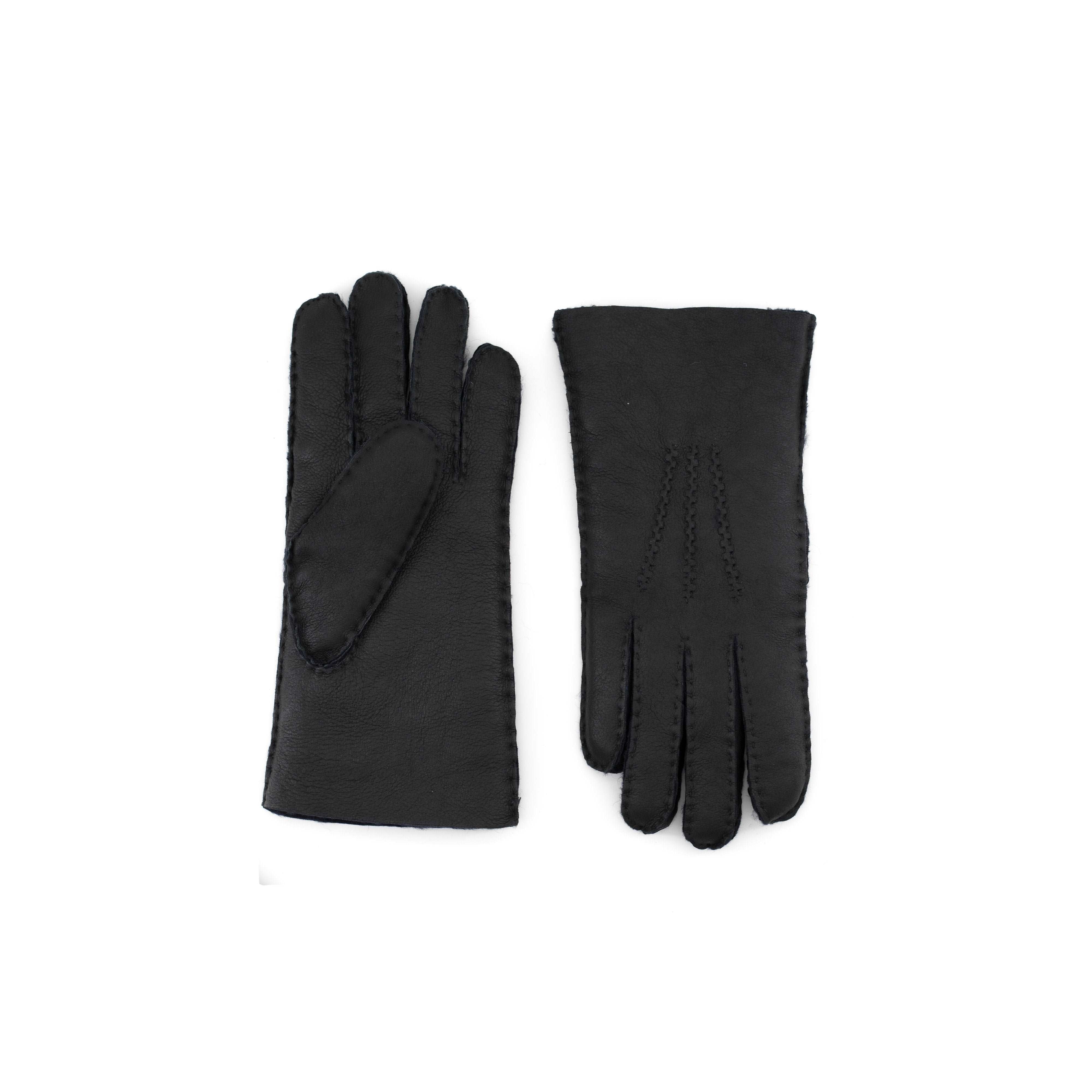 Gants en peau de mouton nappa noire - Dgrandiose