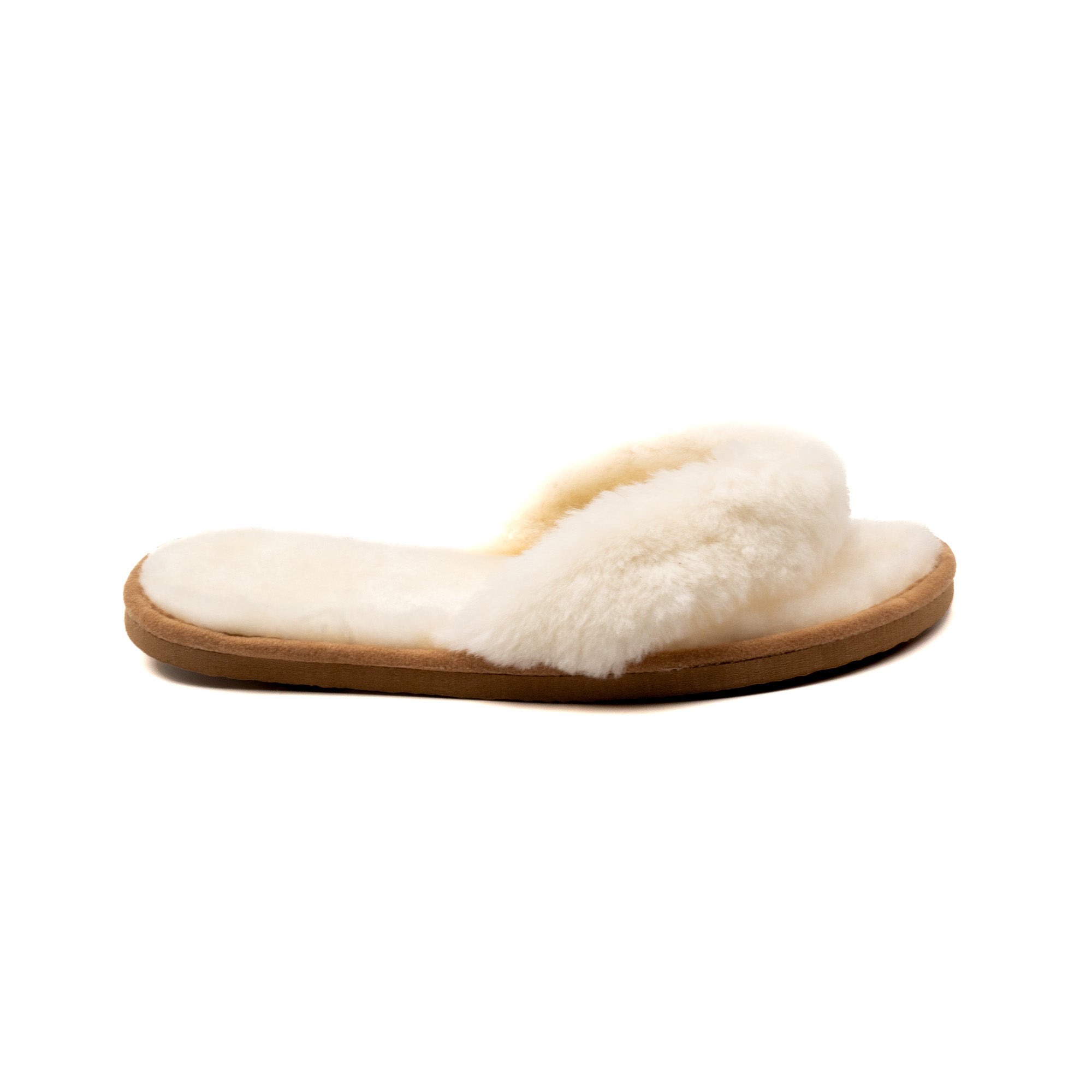 Weiße Flip-Flops aus Schaffell