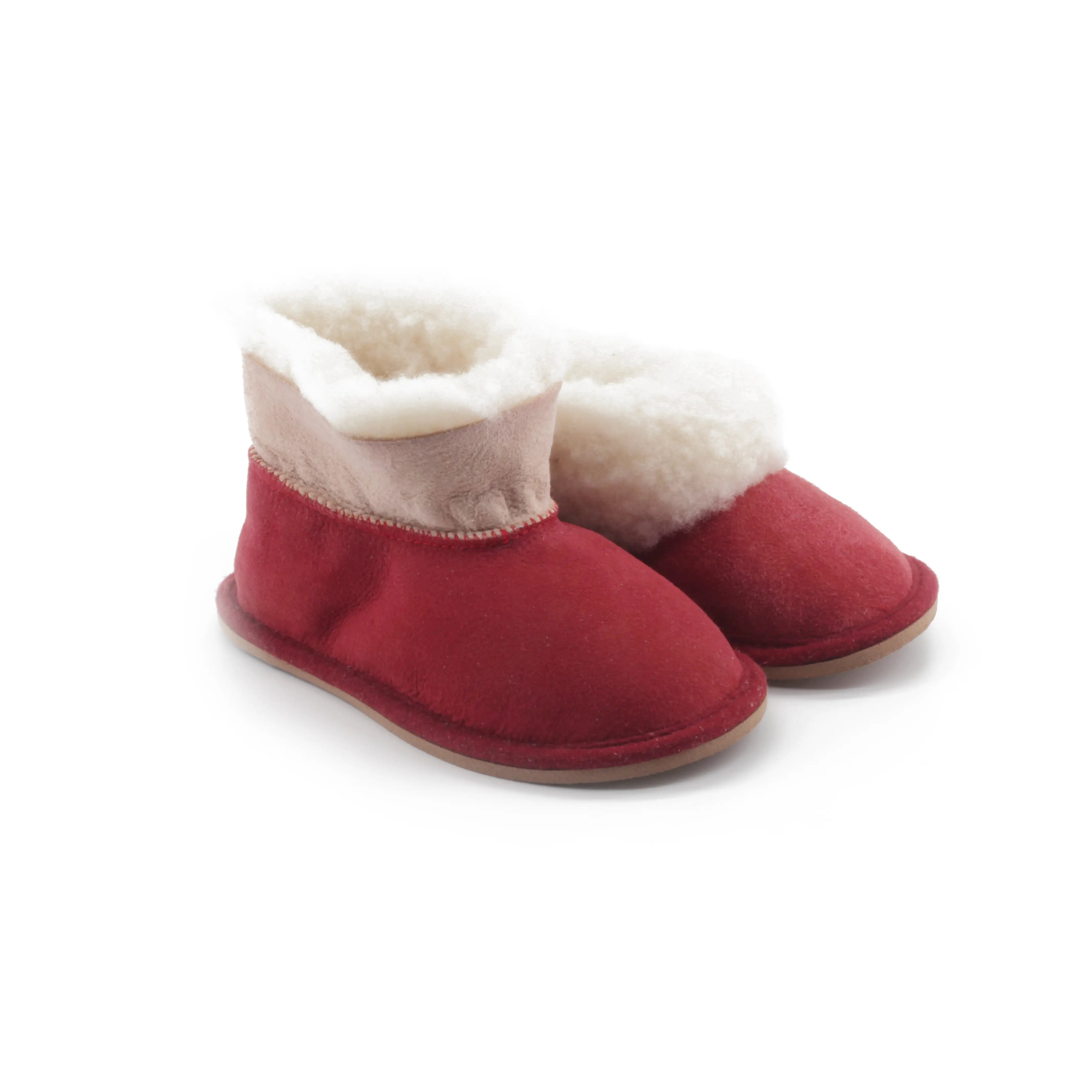 Chaussons enfant rouges en peau de mouton - Dgrandiose