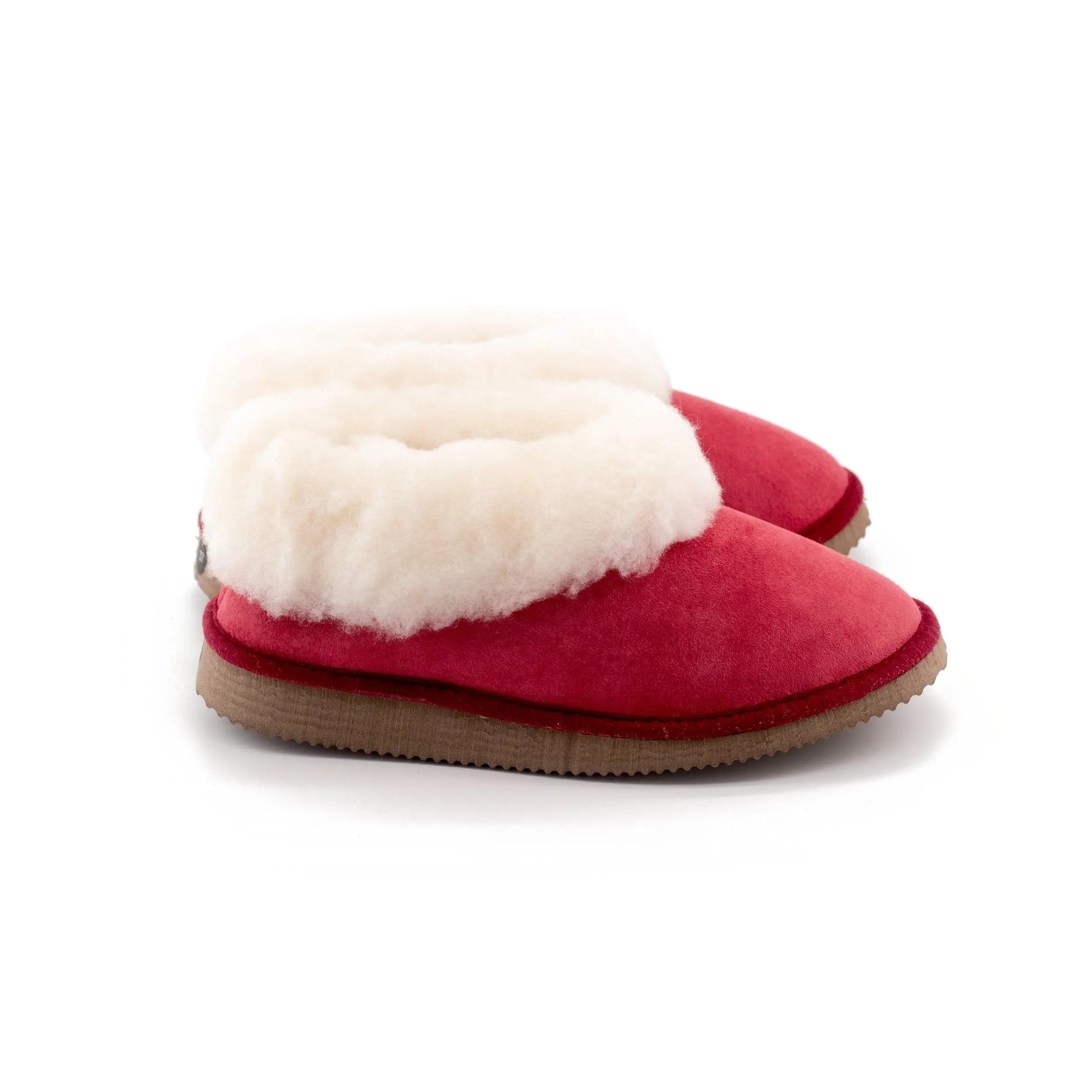 Chaussons mixte rouge en peau de mouton - Dgrandiose