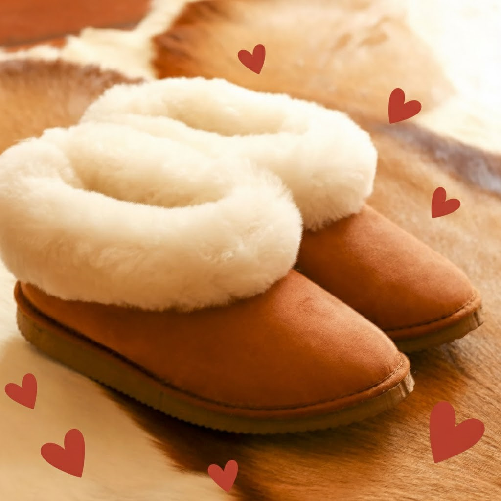 💕 Pack DUO Saint-Valentin - 2 chaussons en peau de mouton